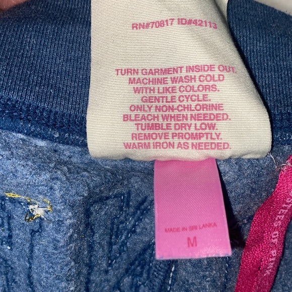 VICTORIA’s SECREt PINK 2007 Blue Sweatpants Gold Cream Patch Logo Back MEDIUM - Picture 13 of 16